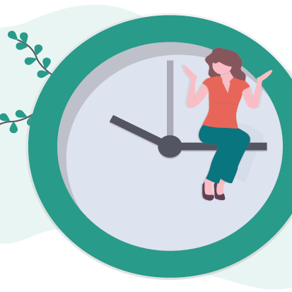 Vector image of woman and clock